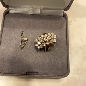 14K Yellow gold ring with diamond waterfall